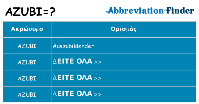 Τι σημαίνει azubi ηρεμήσει