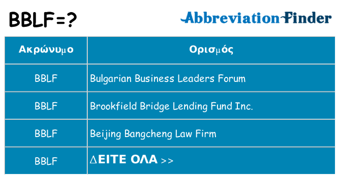 Τι σημαίνει bblf ηρεμήσει