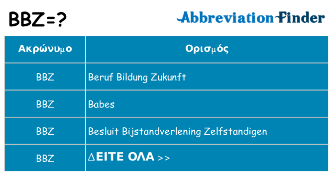 Τι σημαίνει bbz ηρεμήσει