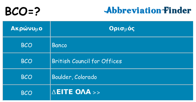 Τι σημαίνει bco ηρεμήσει