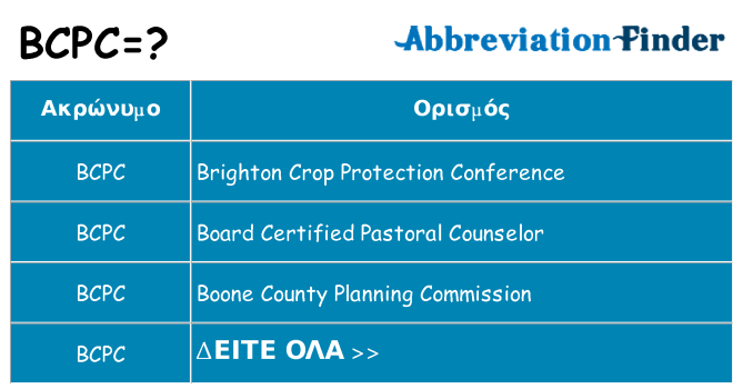 Τι σημαίνει bcpc ηρεμήσει
