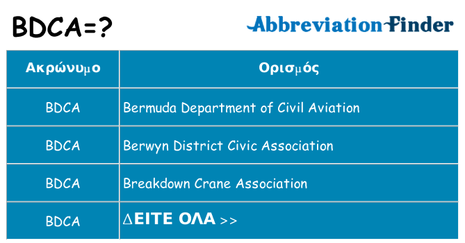 Τι σημαίνει bdca ηρεμήσει