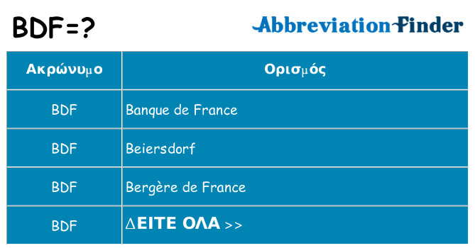 Τι σημαίνει bdf ηρεμήσει