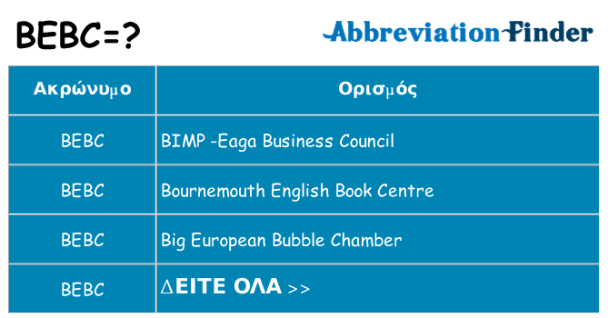 Τι σημαίνει bebc ηρεμήσει