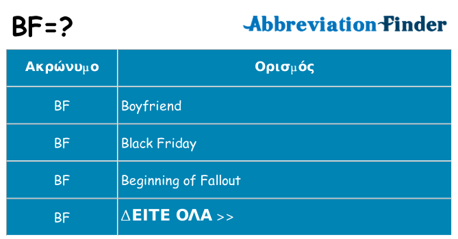 Τι σημαίνει bf ηρεμήσει