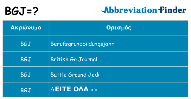 Τι σημαίνει bgj ηρεμήσει