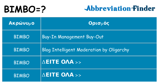 Τι σημαίνει bimbo ηρεμήσει
