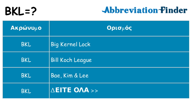 Τι σημαίνει bkl ηρεμήσει