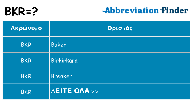 Τι σημαίνει bkr ηρεμήσει
