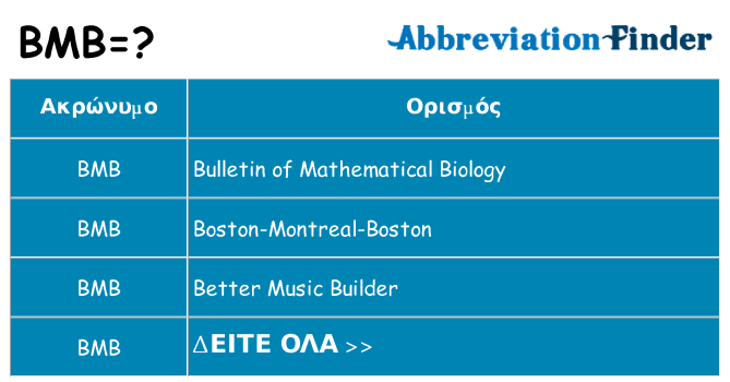 Τι σημαίνει bmb ηρεμήσει