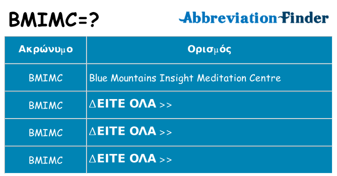 Τι σημαίνει bmimc ηρεμήσει