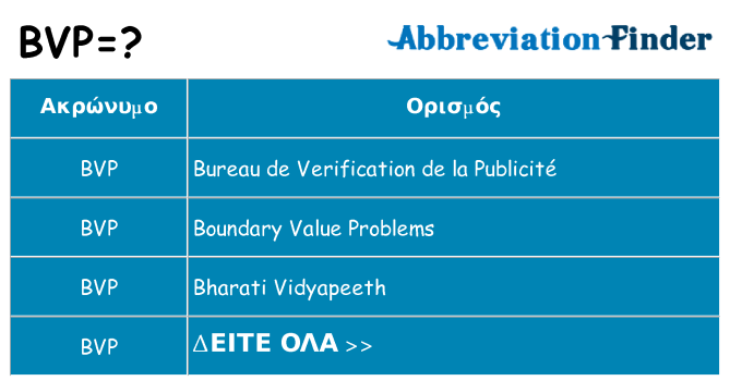 Τι σημαίνει bvp ηρεμήσει