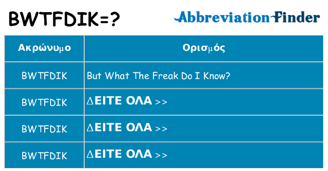 Τι σημαίνει bwtfdik ηρεμήσει