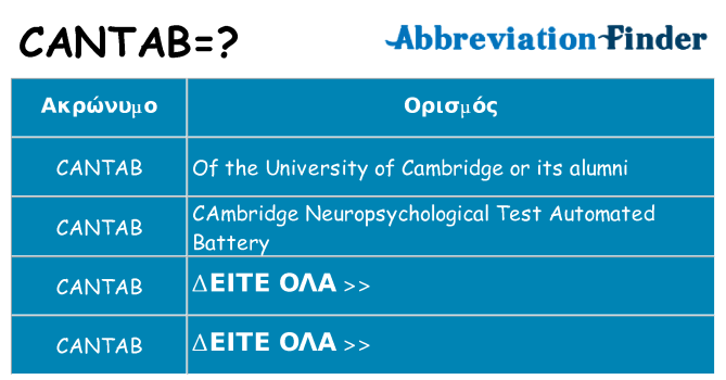 Τι σημαίνει cantab ηρεμήσει
