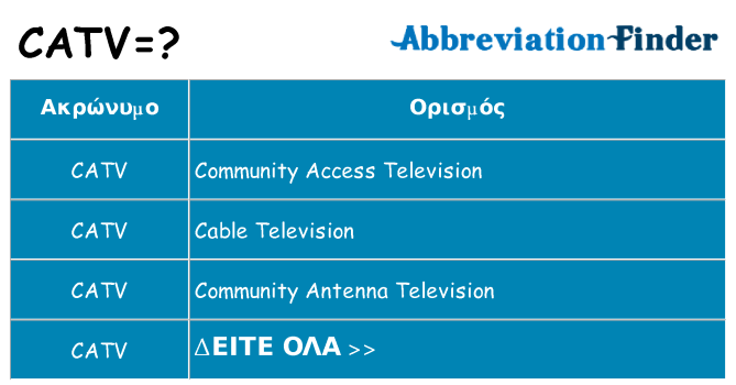 Τι σημαίνει catv ηρεμήσει