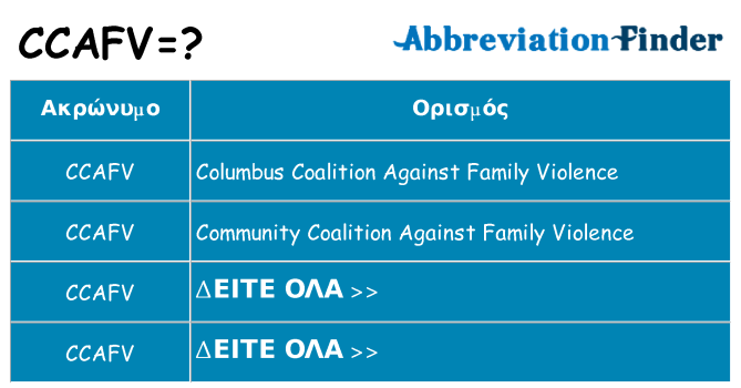 Τι σημαίνει ccafv ηρεμήσει