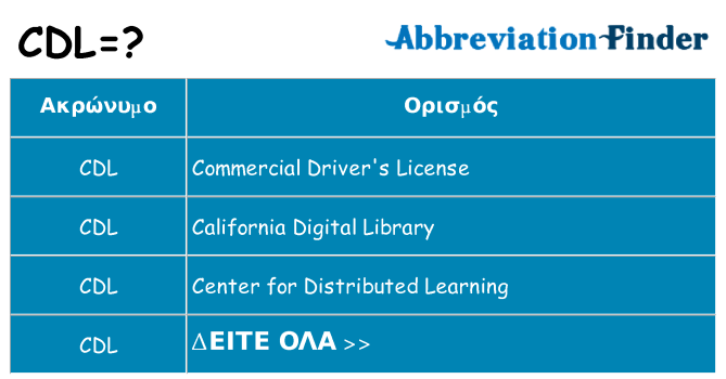 Τι σημαίνει cdl ηρεμήσει