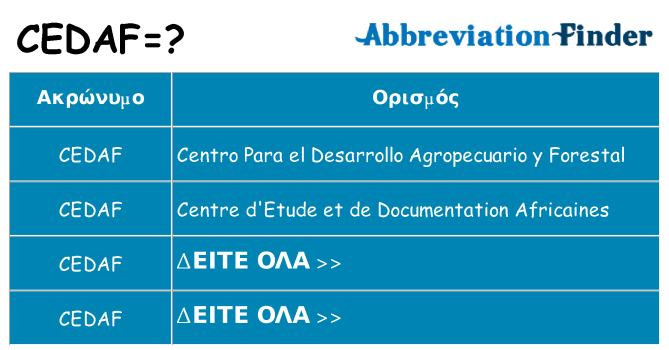 Τι σημαίνει cedaf ηρεμήσει