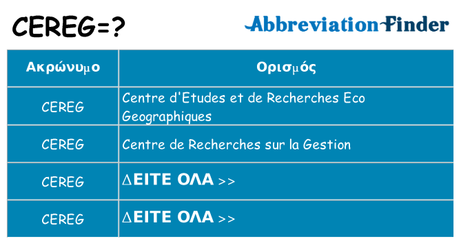Τι σημαίνει cereg ηρεμήσει