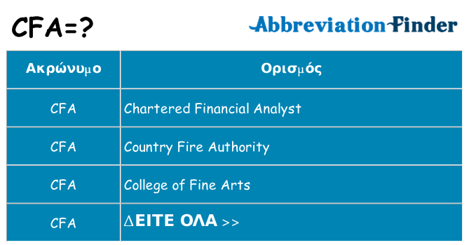 Τι σημαίνει cfa ηρεμήσει