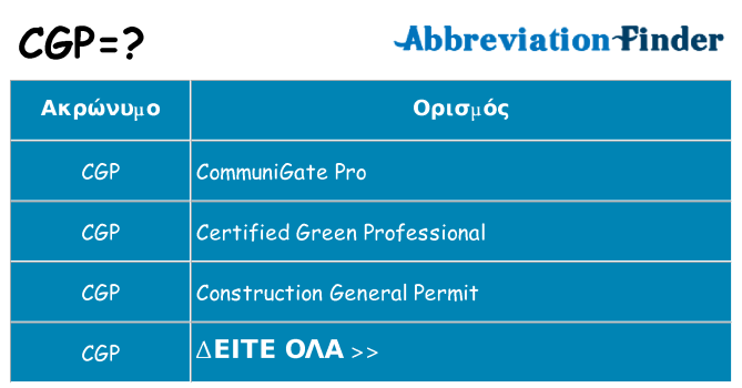 Τι σημαίνει cgp ηρεμήσει