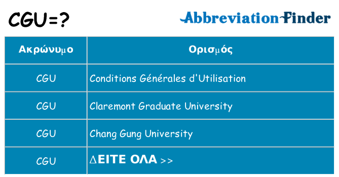 Τι σημαίνει cgu ηρεμήσει