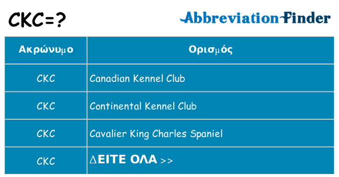 Τι σημαίνει ckc ηρεμήσει