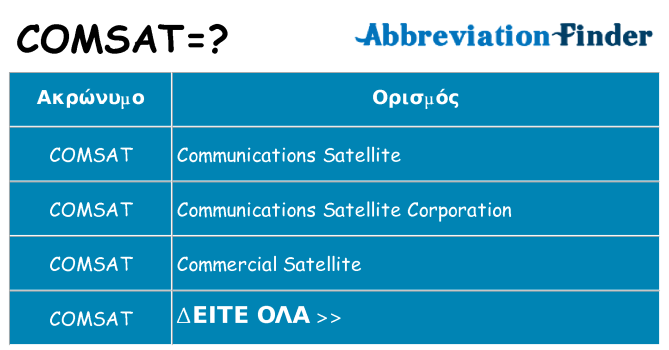 Τι σημαίνει comsat ηρεμήσει