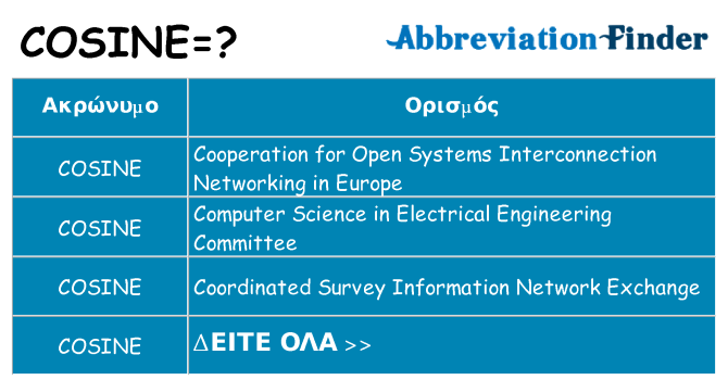 Τι σημαίνει cosine ηρεμήσει