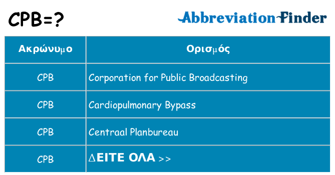 Τι σημαίνει cpb ηρεμήσει