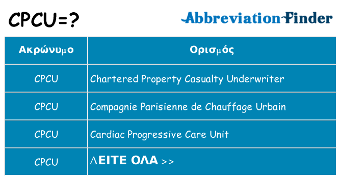 Τι σημαίνει cpcu ηρεμήσει