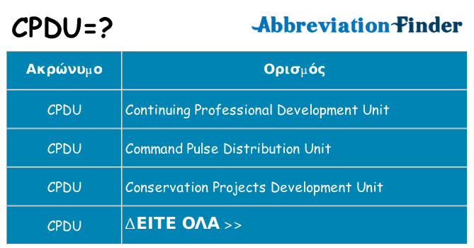 Τι σημαίνει cpdu ηρεμήσει