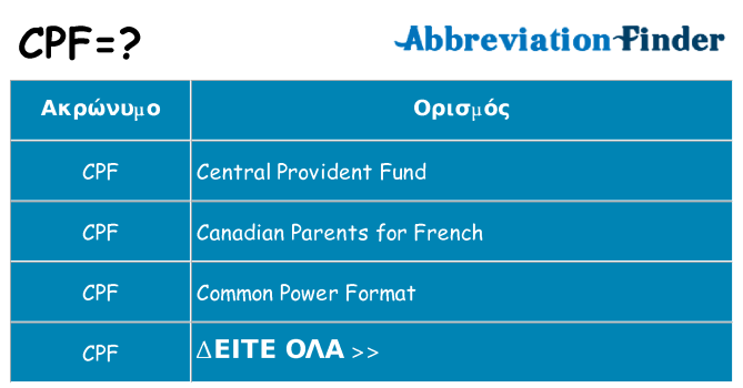 Τι σημαίνει cpf ηρεμήσει