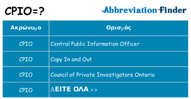 Τι σημαίνει cpio ηρεμήσει