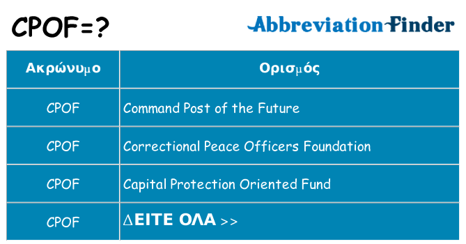 Τι σημαίνει cpof ηρεμήσει