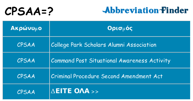Τι σημαίνει cpsaa ηρεμήσει