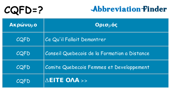 Τι σημαίνει cqfd ηρεμήσει
