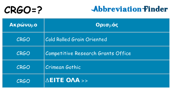 Τι σημαίνει crgo ηρεμήσει