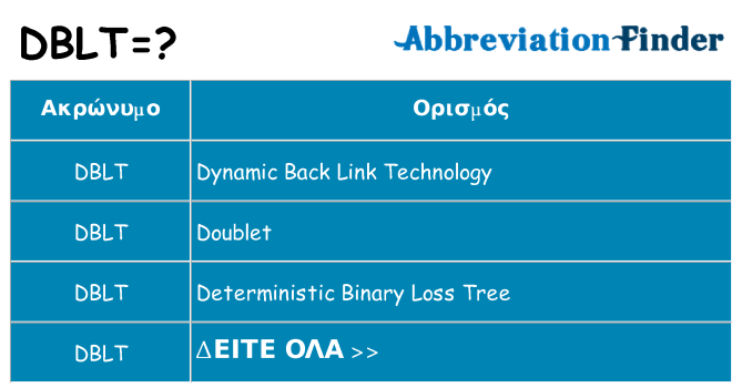 Τι σημαίνει dblt ηρεμήσει