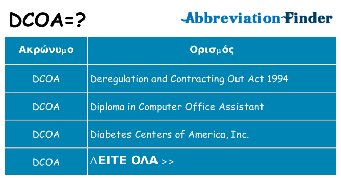 Τι σημαίνει dcoa ηρεμήσει