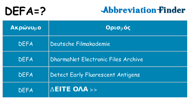 Τι σημαίνει defa ηρεμήσει