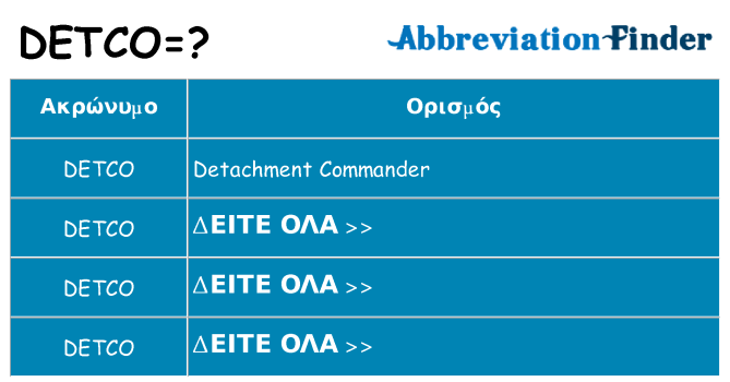 Τι σημαίνει detco ηρεμήσει