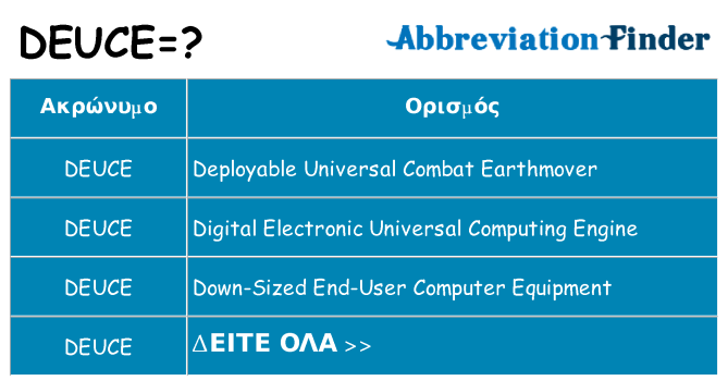 Τι σημαίνει deuce ηρεμήσει