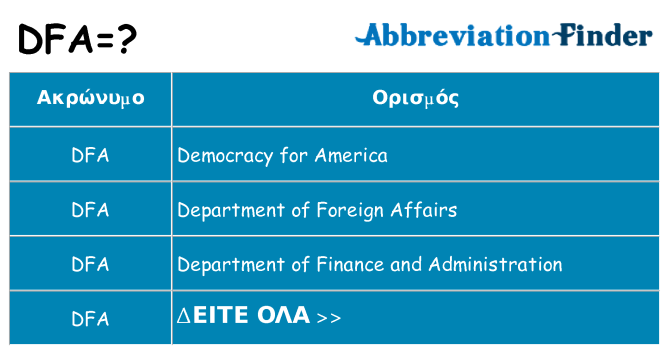 Τι σημαίνει dfa ηρεμήσει