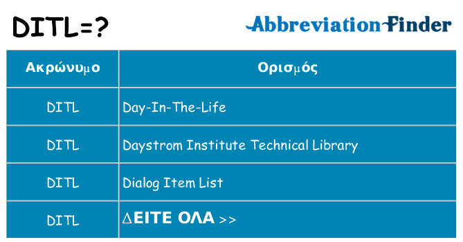 Τι σημαίνει ditl ηρεμήσει