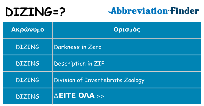 Τι σημαίνει dizing ηρεμήσει