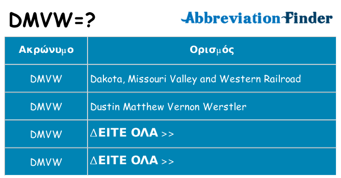Τι σημαίνει dmvw ηρεμήσει