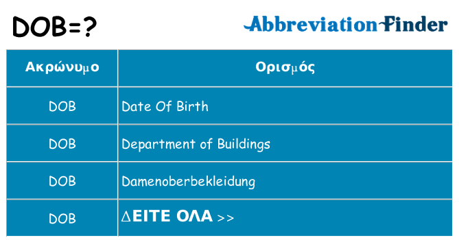 Τι σημαίνει dob ηρεμήσει
