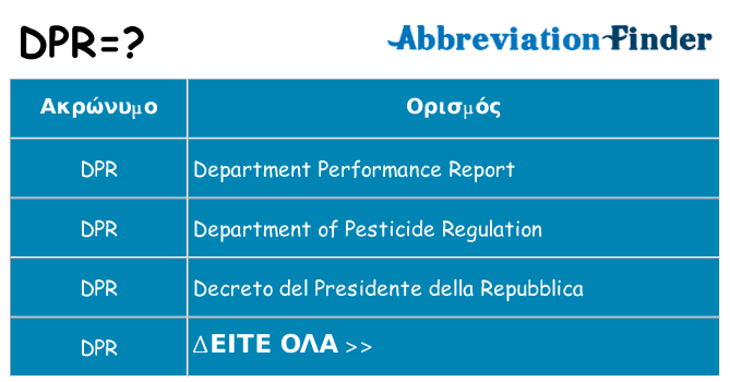 Τι σημαίνει dpr ηρεμήσει