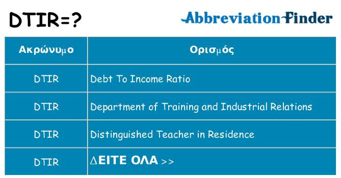 Τι σημαίνει dtir ηρεμήσει